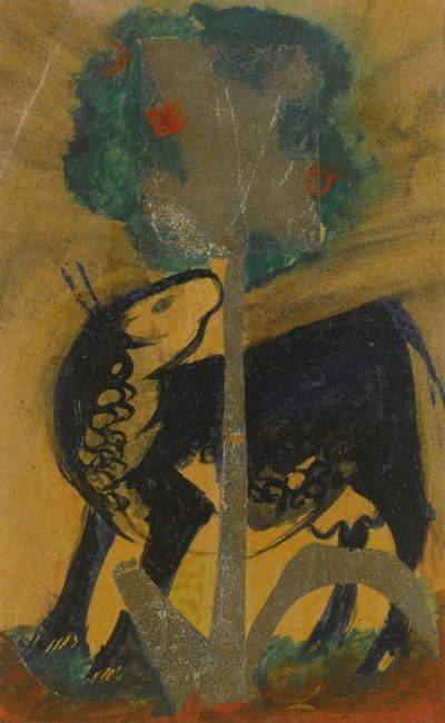 Black Cow behind Tree by Franz Marc